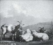Karel Dujardin Sheep and goats oil on canvas